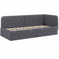 Eckbett aus Samt 100x200 cm Dunkelgrau mit Umkehrbarer Armlehne