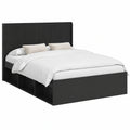 Modernes schwarzes Bettgestell 140 x 200 cm mit Kopfteil und Stauraum aus robustem Holzwerkstoff für städtisches und gemütliches Schlafzimmer