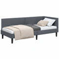 Modernes Ecksofa-Bettgestell 90x200 cm in Samt Dunkelgrau mit Lattenrost und Kopfteil, platzsparend für Gästezimmer