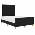 Modernes Stoffbett 140x190 cm mit Kopf- und Fußteil, Stilvolles Design für Schlafzimmer, Schwarz