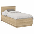 Einzelbettgestell 90x190 cm mit wandmontiertem Kopfteil, Sonoma-Eiche Dekor, ideal für Schlaf- und Gästezimmer