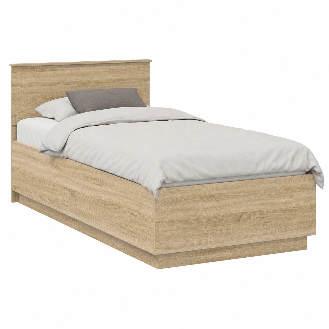 Einzelbettgestell 90x190 cm mit wandmontiertem Kopfteil, Sonoma-Eiche Dekor, ideal für Schlaf- und Gästezimmer