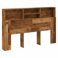 vidaXL Betthaupt mit Stauraum 160x19x103,5cm, Altholzdesign, Schlafzimmerregal