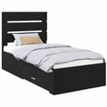 Modernes Einzelbett 90 x 190 cm mit Schubladen und Kopfteil in schwarzer Eichenoptik