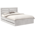 Doppelbett 140x190 cm in Betonoptik mit Kopfteil, Holzwerkstoff, 6 Schubladen, 200 kg Tragkraft