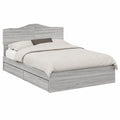 Modernes Doppelbett 160x200 cm mit Stauraum und Lattenrost, Graues Sonoma-Holzdesign
