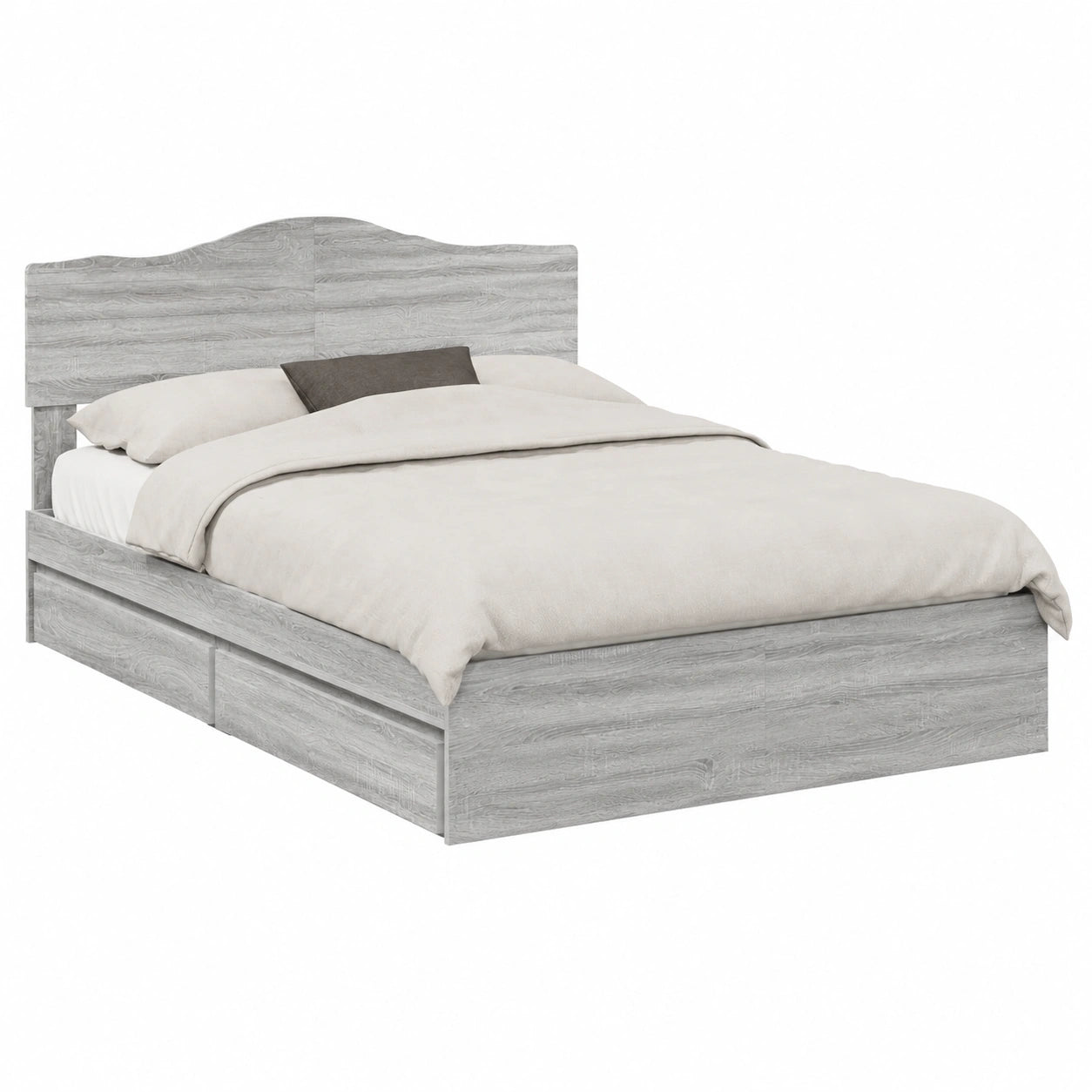 Modernes Doppelbett 160x200 cm mit Stauraum und Lattenrost, Graues Sonoma-Holzdesign