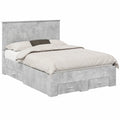 Modernes Doppelbett mit Stauraum und Kopfteil in Betonoptik, 135 x 190 cm