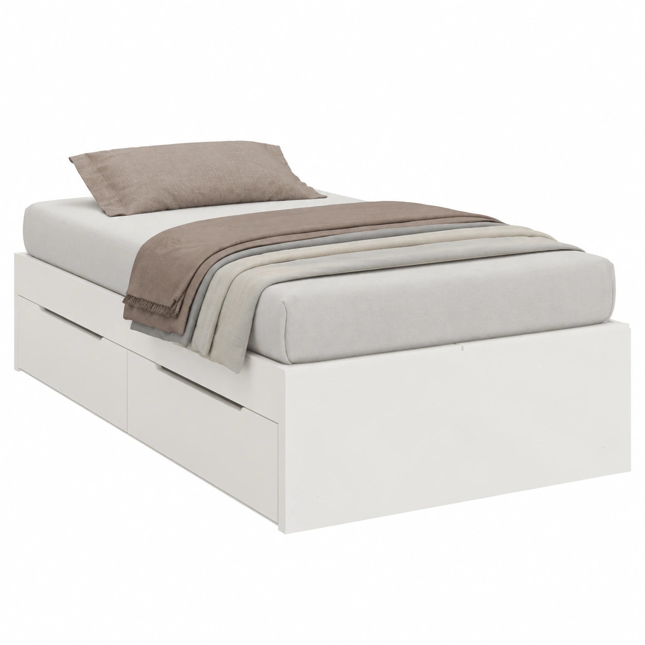 Stauraum-Bettgestell 80x200 cm, Weiß, MDF, Schlafzimmermöbel