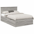 Modernes Doppelbett 135 x 190 cm aus Holzwerkstoff mit grauem Sonoma-Kopfteil, ideal für Schlafzimmer