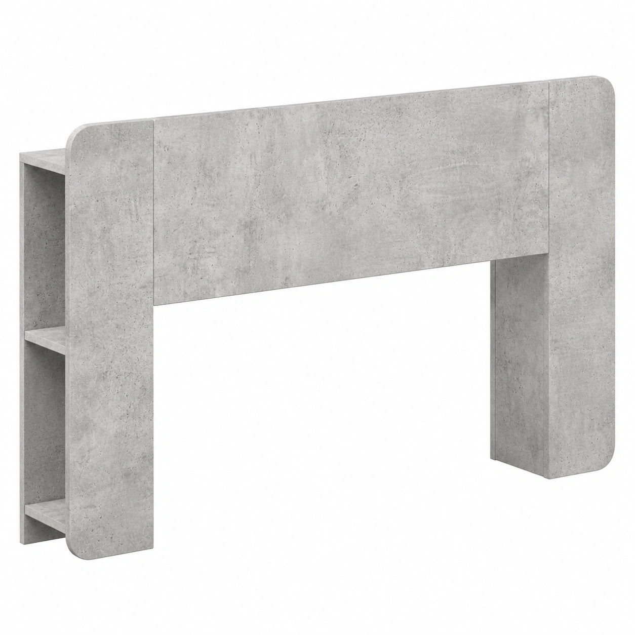 Multifunktionales Kopfteil aus Holzwerkstoff in Betongrau, 135x18,5x80 cm, mit Staufächern und Wandmontage, ideal für Gäste- und Jugendzimmer