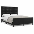 Hochwertiges Bettgestell aus Kunstleder, 140x190 cm, Schwarz, höhenverstellbar mit stabilem Holzrahmen, modernes Design fürs Schlafzimmer