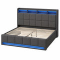 Modernes Polsterbett 140x200 cm mit LED und USB, Stauraumbett für Jugendliche