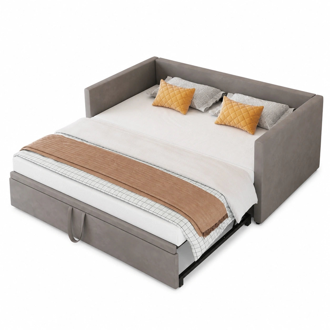 Verstellbares Schlafsofa 90/180x200cm in Dunkelgrau mit Lattenrost, Polsterbett aus Samt